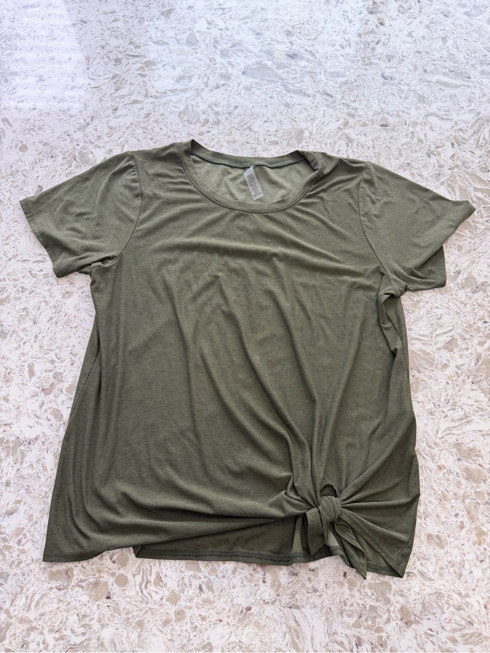 Beyond Yoga Olive Twist-Hem Short Sleeve Tee